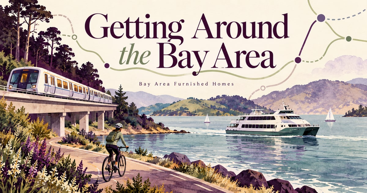 Bay Area transportation illustration for planning a furnished-housing commute